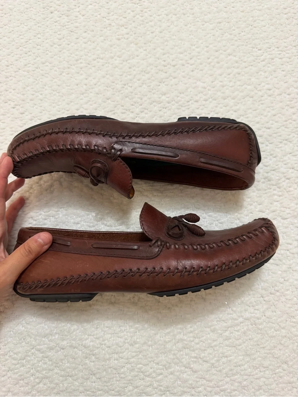 H. S. Trask Brown Leather Moccasin Toe Drivers Men’s Size 11.5